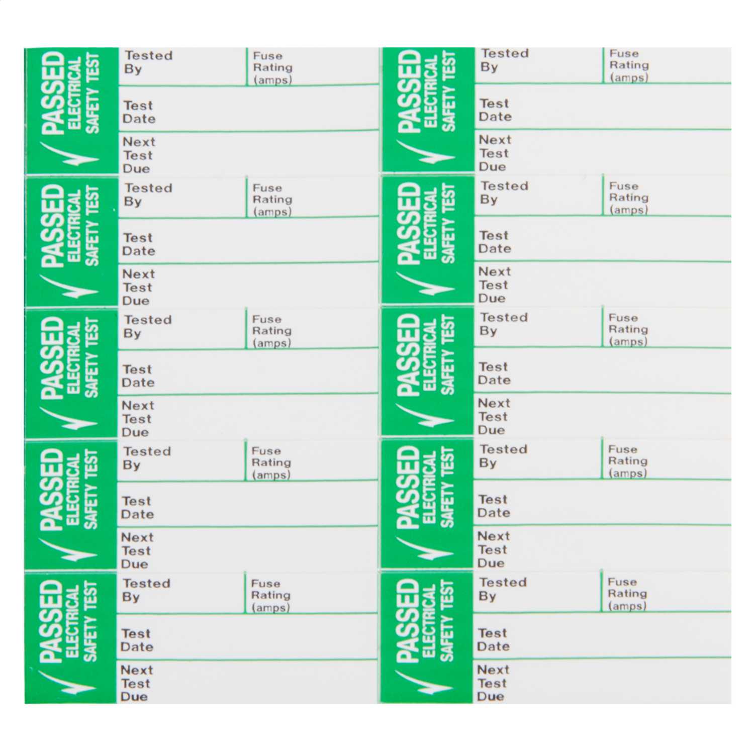 Industrial Signs 35mm x 15mm Passed Electrical Safety Test Label (Pack