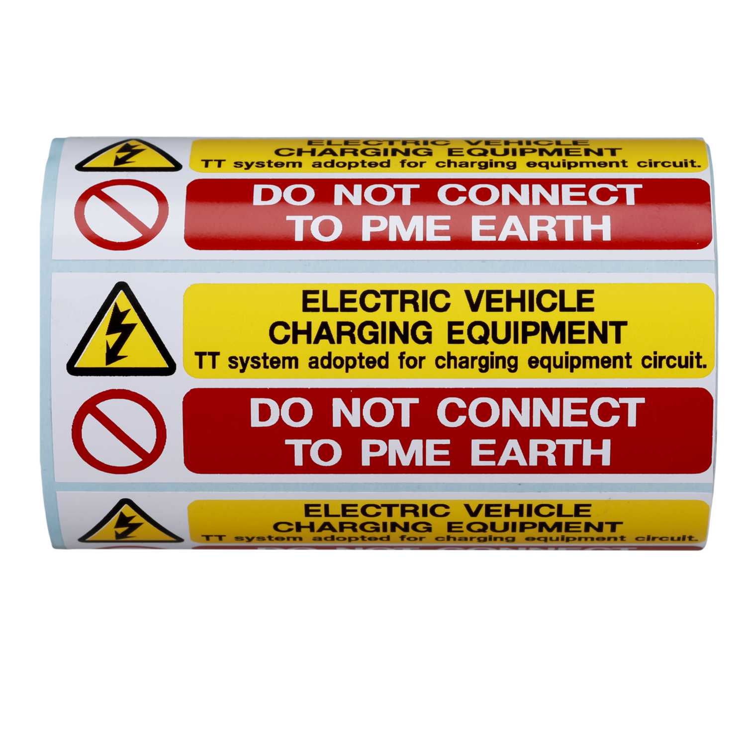 Industrial Signs 90mm x 30mm EV Charging Equipment Warning Label [Roll
