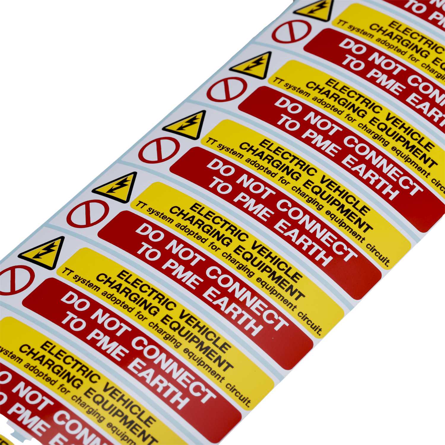 Industrial Signs 90mm x 30mm EV Charging Equipment Warning Label [Roll