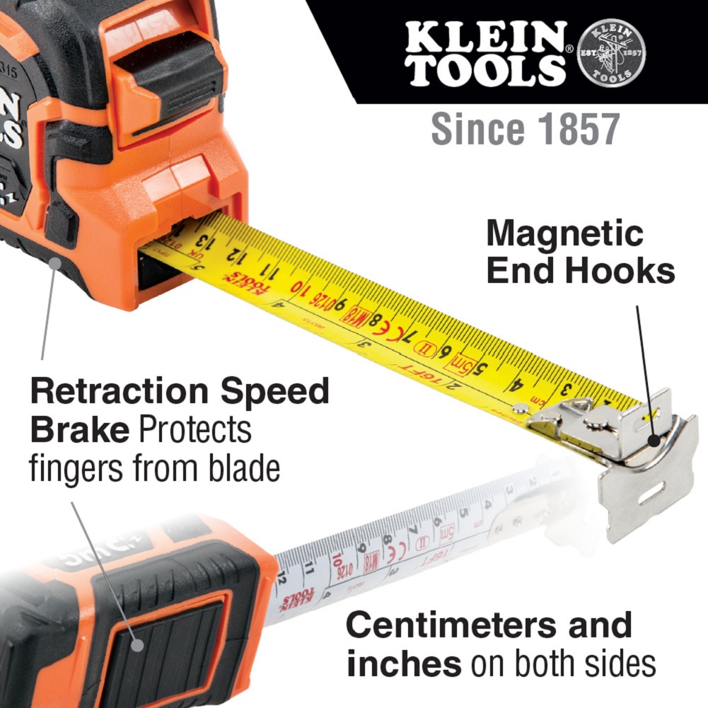 Klein 7.5m Double Hook Tape Measure (86375) CEF