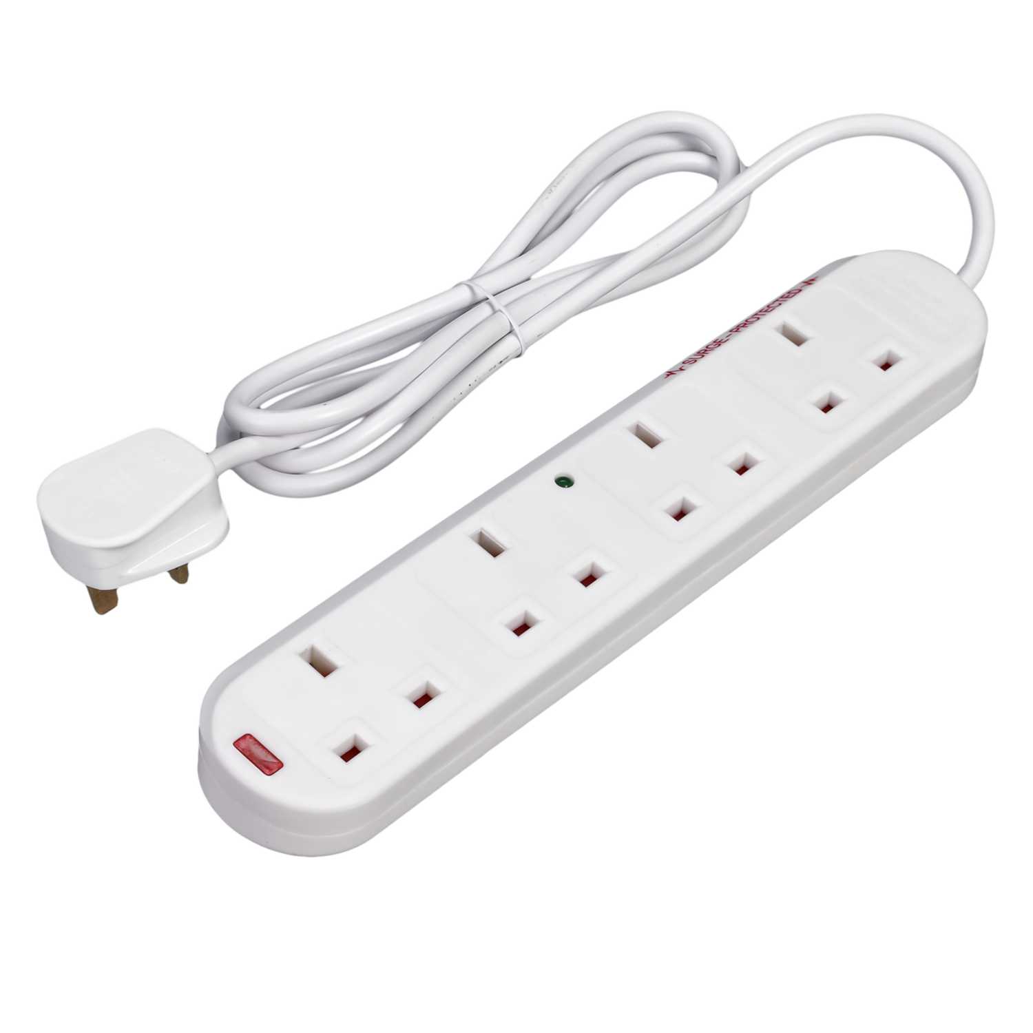 Knightsbridge 13A 2m 4 Gang Surge Protected Extension Lead with Neon