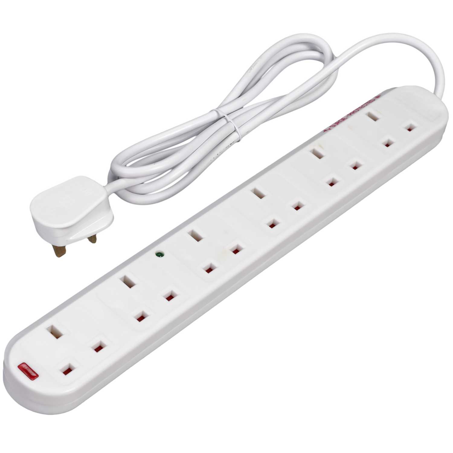 Knightsbridge 13A 2m 6 Gang Surge Protector Extension Lead with Neon