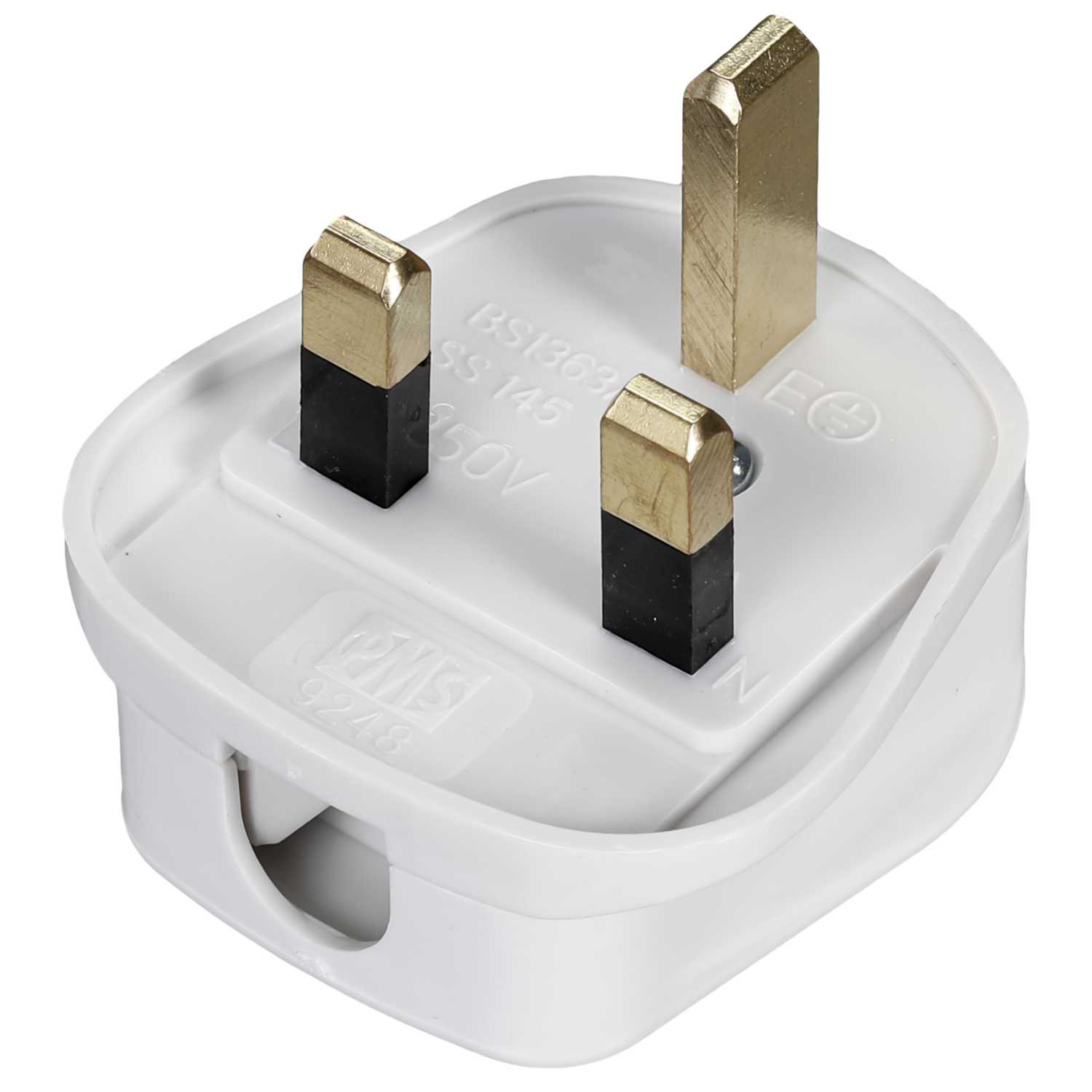 Knightsbridge 13A Rubber Plug Top 13A Fused White (2135-RW) | CEF