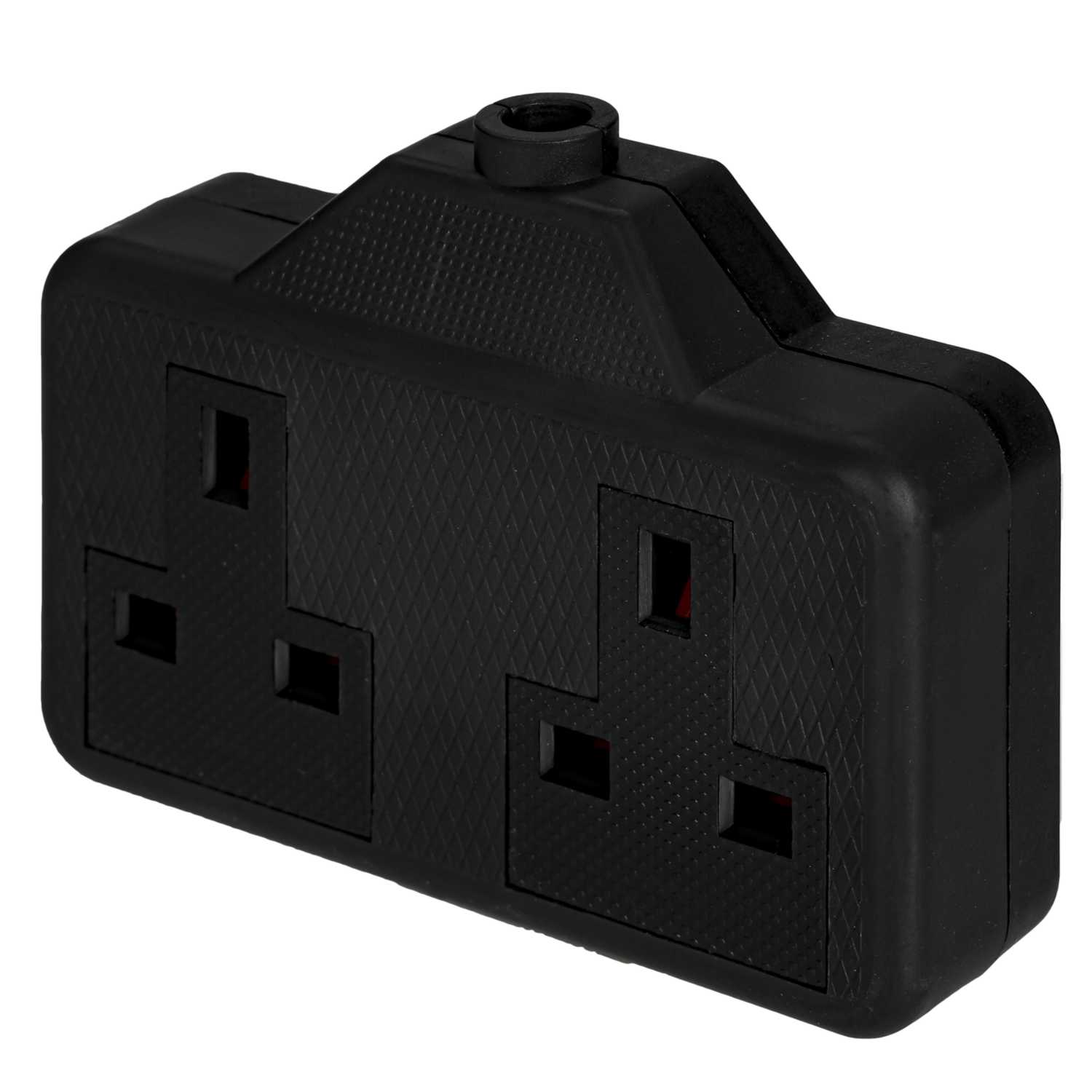 Knightsbridge 13A 2 Gang Rubber Trailing Socket Black (SN2014B) CEF
