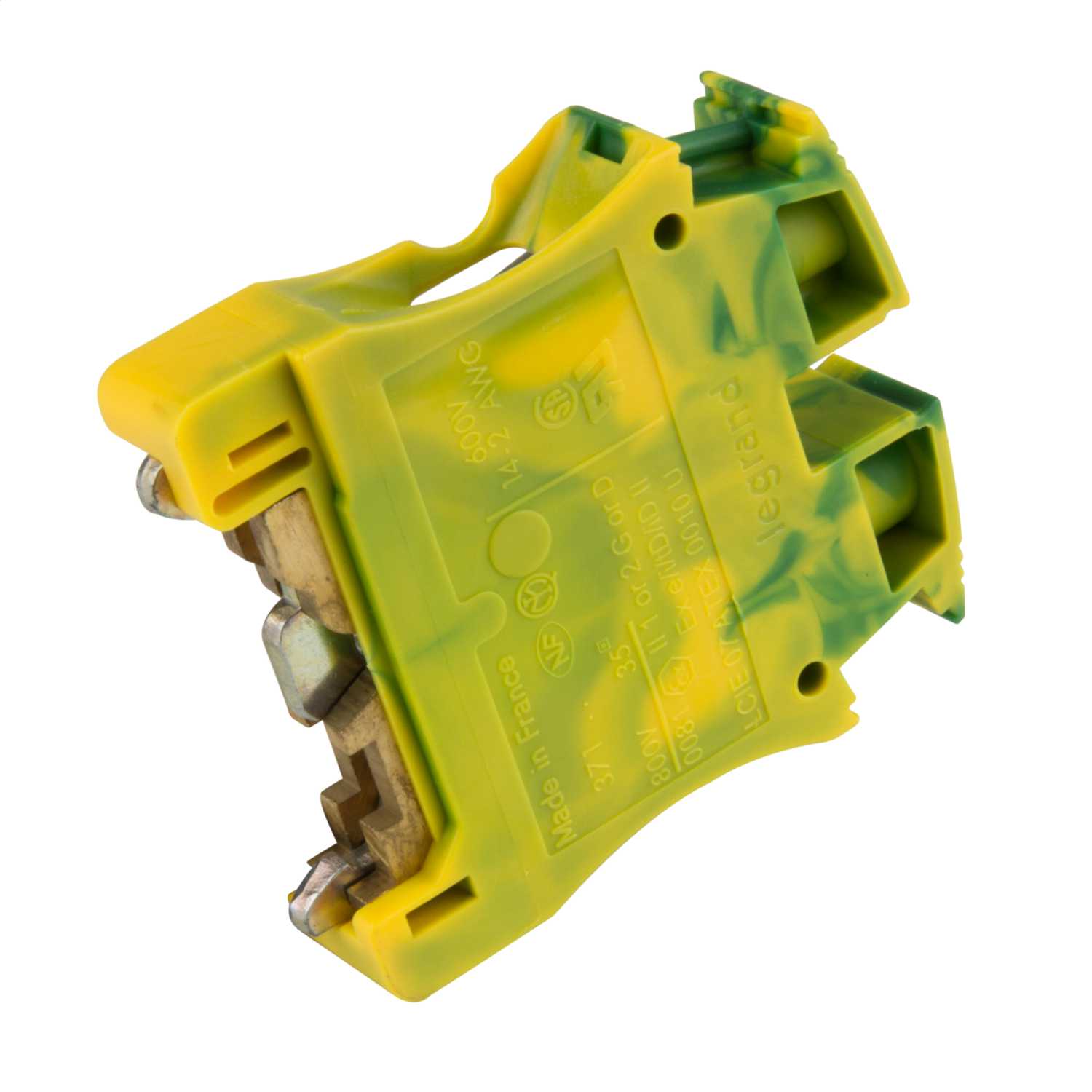 Legrand 35mm Terminal Block for Copper Cable Green / Yellow (037175) CEF