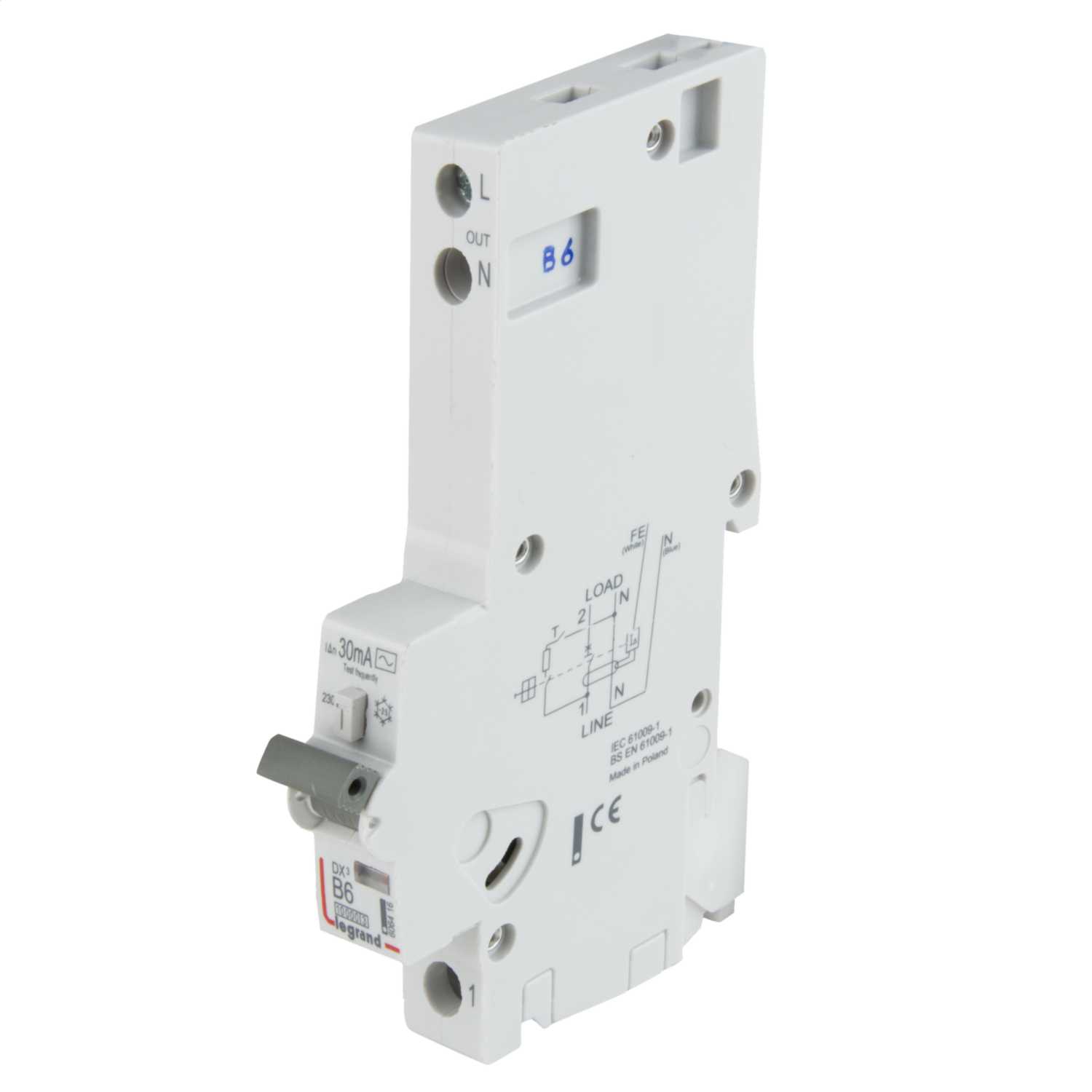 Legrand 6A Single Pole And Neutral 1 Module B Curve 10kA 30mA Type AC ...