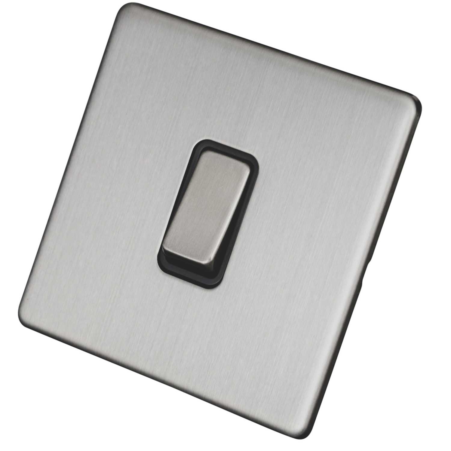 LGA Selectric 20A DP Switch Screwless Grey Insert Satin Chrome (5MPLUS