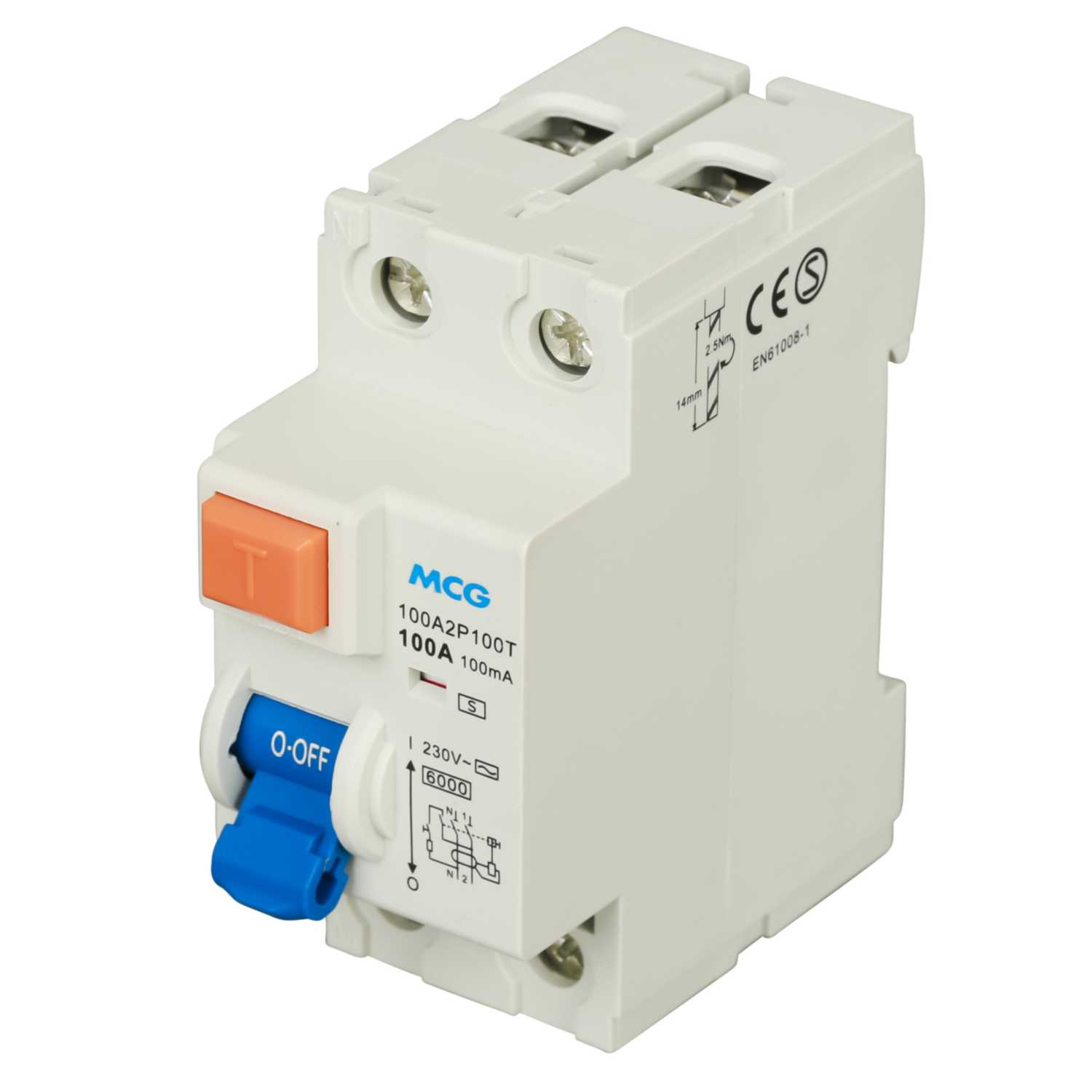 MCG 100A 2 Pole 100mA Type AC Time Delay RCD (100A2P100T) CEF