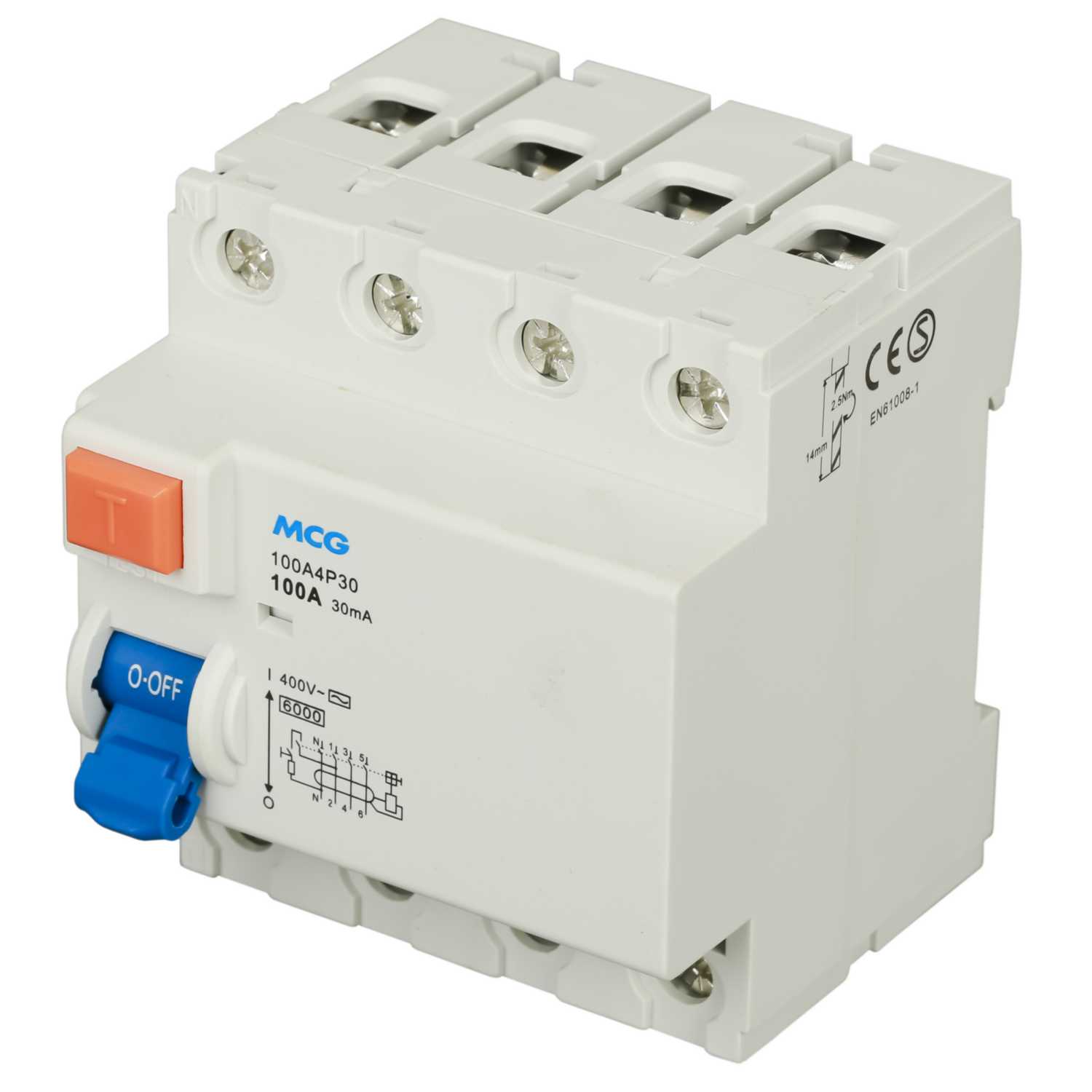 MCG 100A 4 Pole 30mA Type AC RCD (100A4P30) CEF