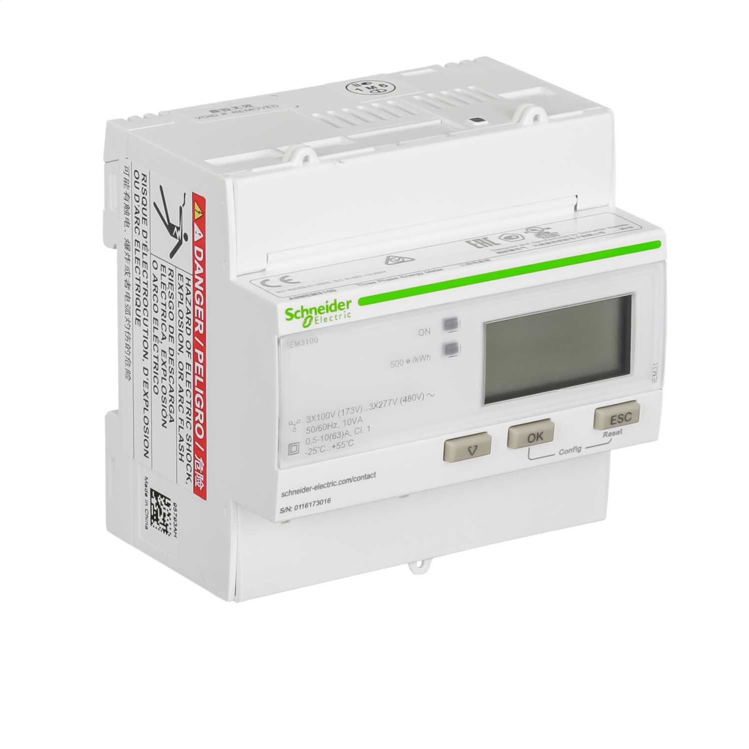 Schneider Acti9 63A 3 Phase LCD Digital Power Meter (A9MEM3100) CEF