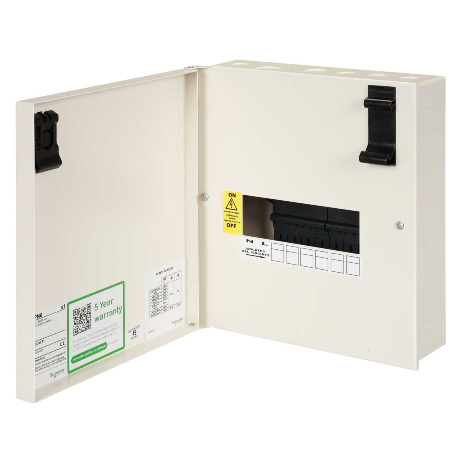 Merlin Distribution Board Schneider Merlin Acti9 Isobar P 6 Way 125A SP+N Type A Metalclad ...