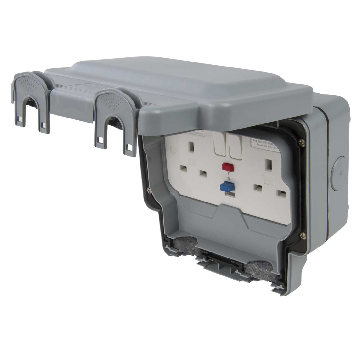 MK Masterseal Plus 13A DP 2 Gang Active RCD Switched Socket