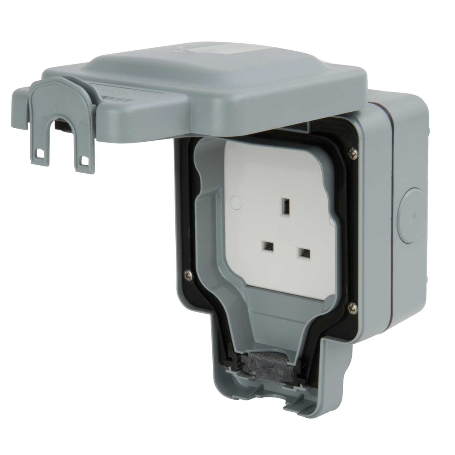 MK Masterseal Plus 13A 1 Gang Unswitched Socket Weatherproof IP66 Grey ...