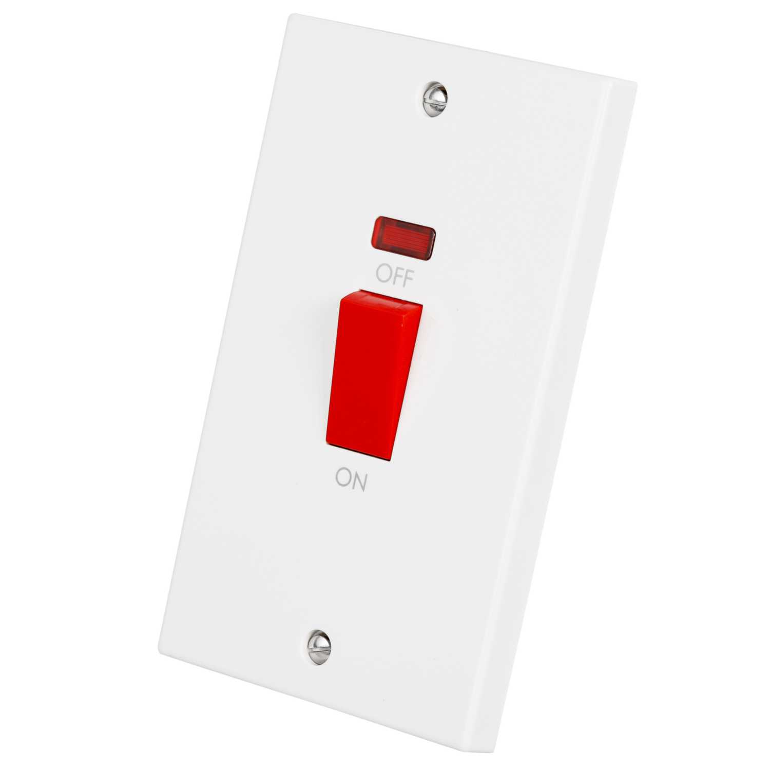 Omega 45A DP 2 Gang Vertical Switch Neon White (OM245SN) CEF