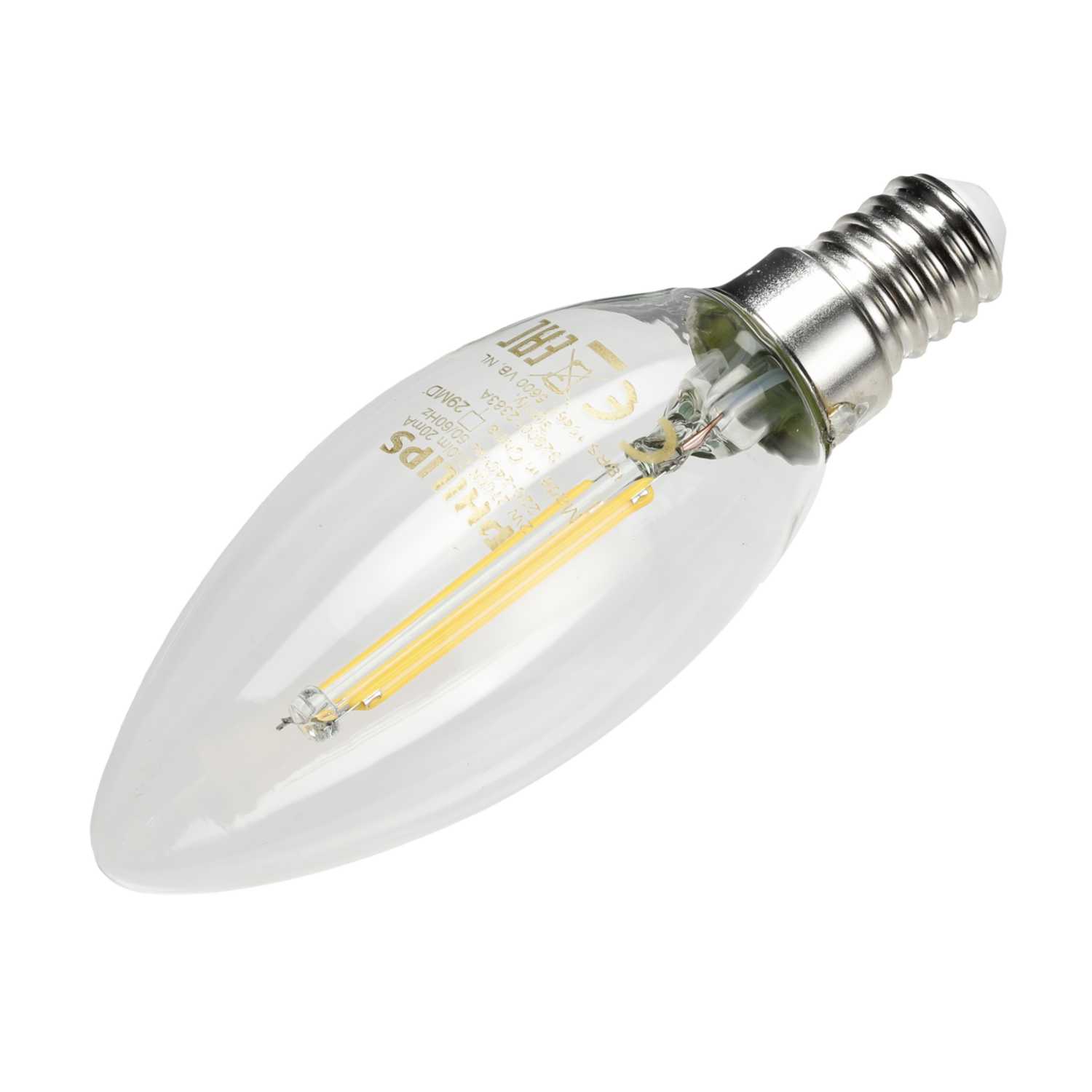 Philips Classic 2W SES LED Non Dimmable Filament Candle Lamp 2700K