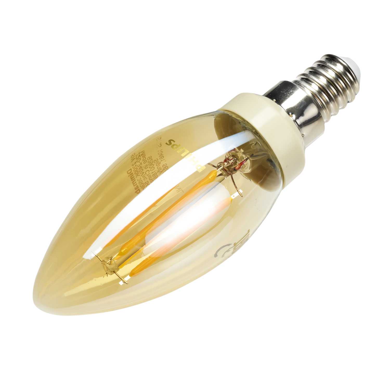 Philips Classic 5W SES LED Dimmable Candle Lamp Gold 2200K ...