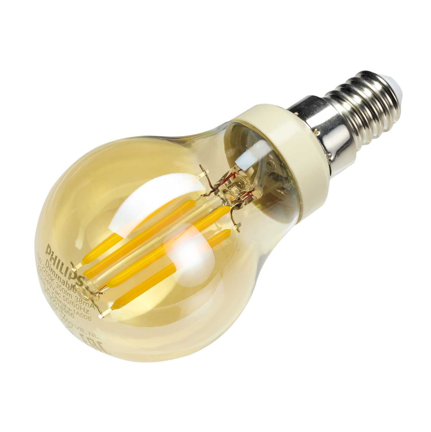 Philips Classic LEDLuster 5W SES LED Dimmable Golf Ball Lamp Gold 2200K