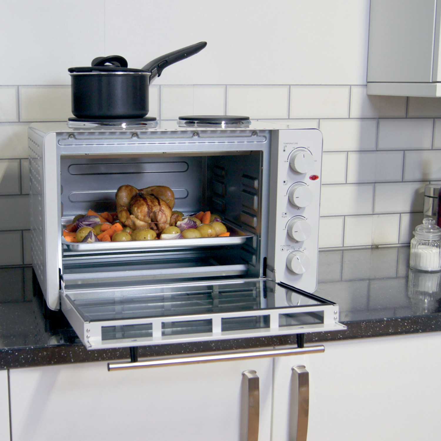 Igenix 45 Litre Electric Mini Oven with Double Hotplates (IG7145) CEF