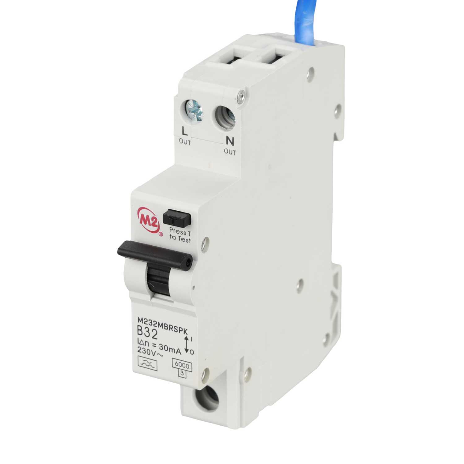 M2 32A Single Pole 1 Module B Curve 6kA 30mA Type A Compact RCBO ...