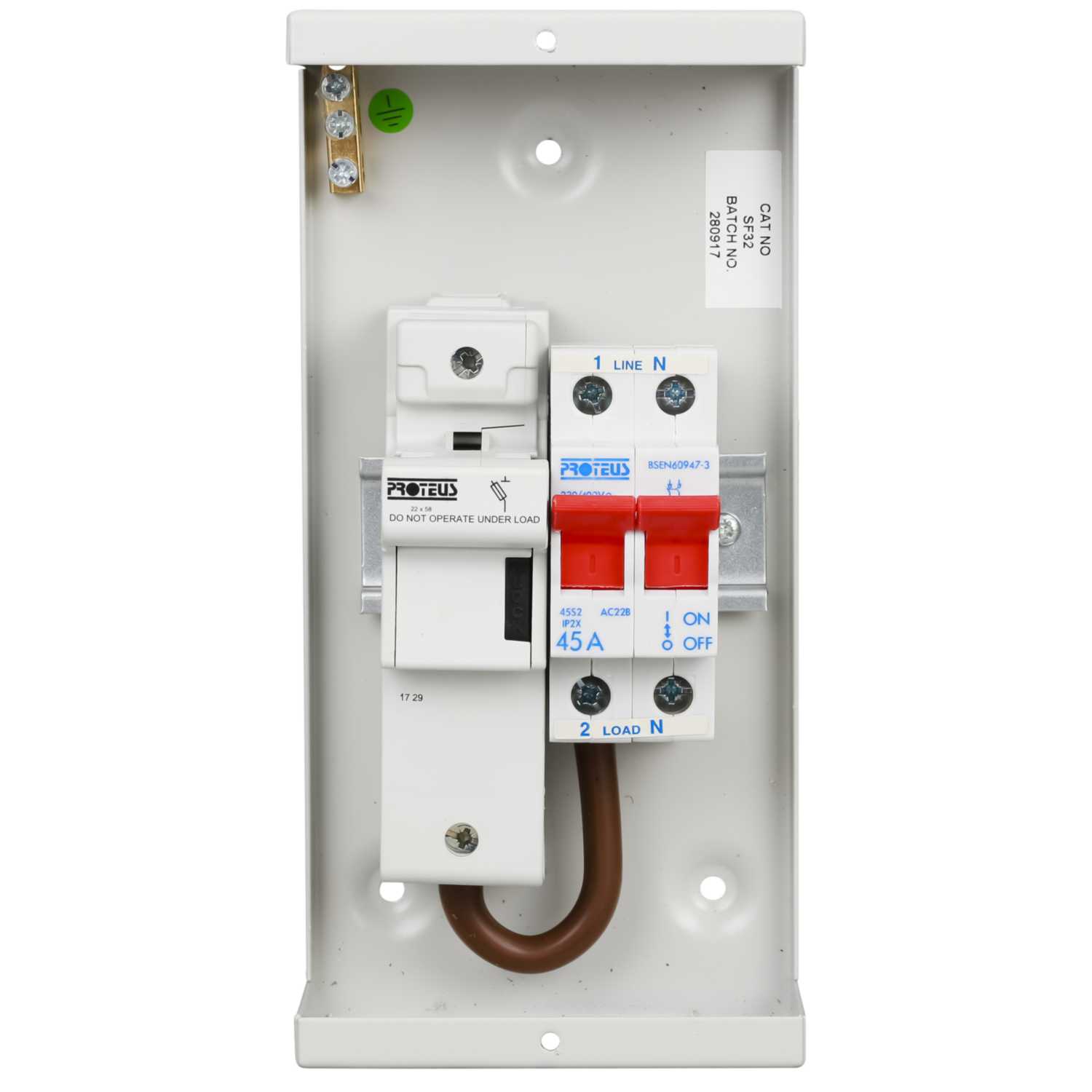 Proteus 32A SP+N Metal Switch Fuse (SF32) CEF