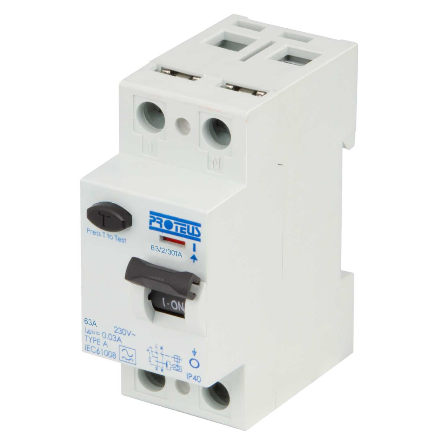 Proteus 63A 2 Pole 30mA Type A RCD (63/2/30TA) | CEF