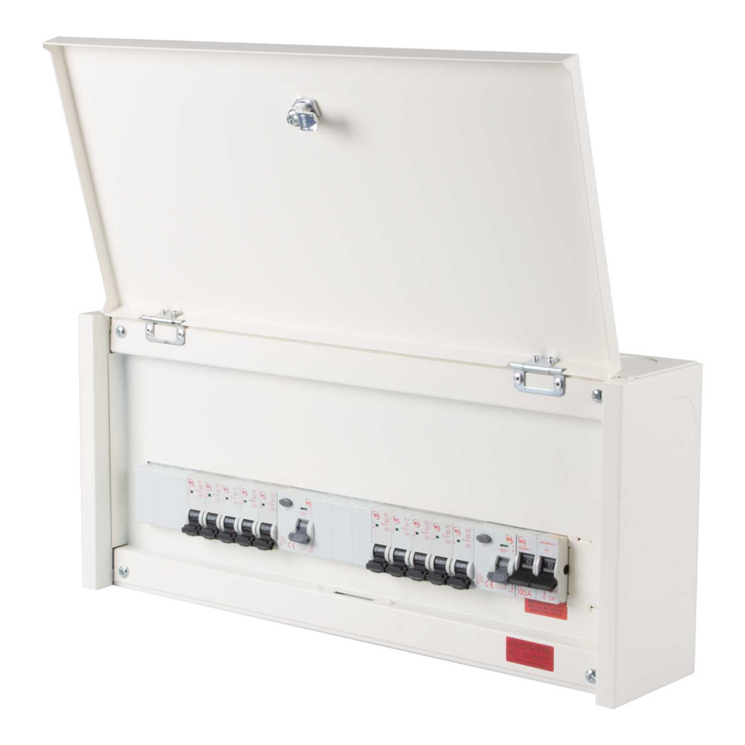 M2 8 8 Dual 80A Type A RCD Metal Clad Consumer Unit With 10 X MCBs 