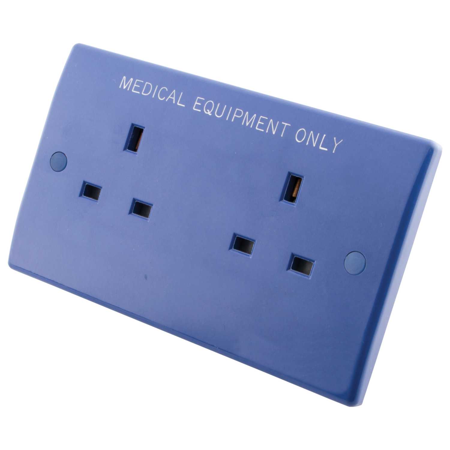 M2 13A 2 Gang Unswitched Medical Socket Blue (M2B213SIPS) CEF