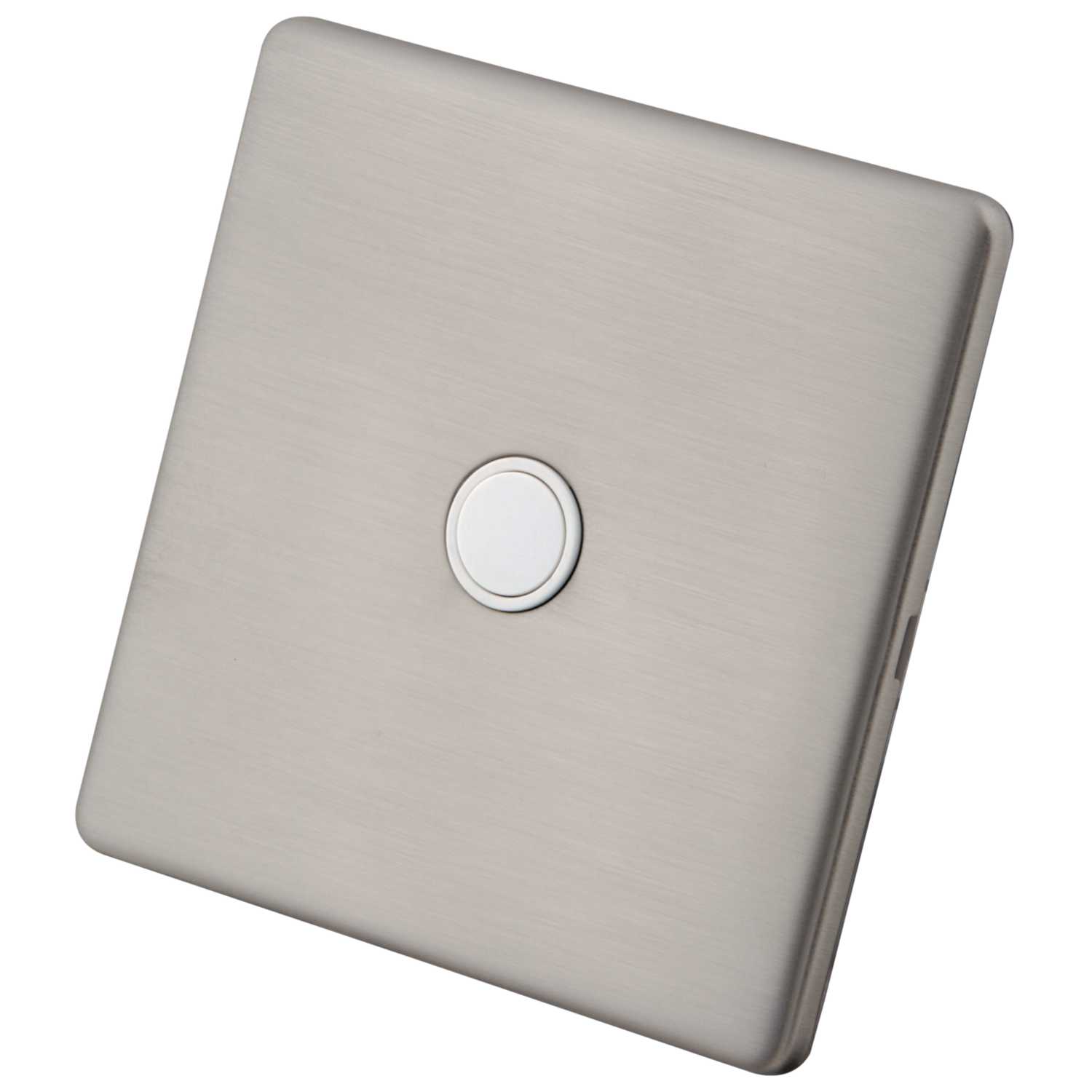 M2 20A Screwless Flex Outlet White Insert Brushed Stainless Steel