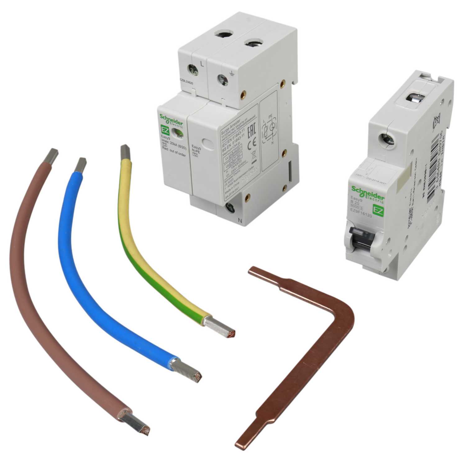 Schneider Easy9+ 20kA 2 Module Single Pole and Neutral Type 2 Surge