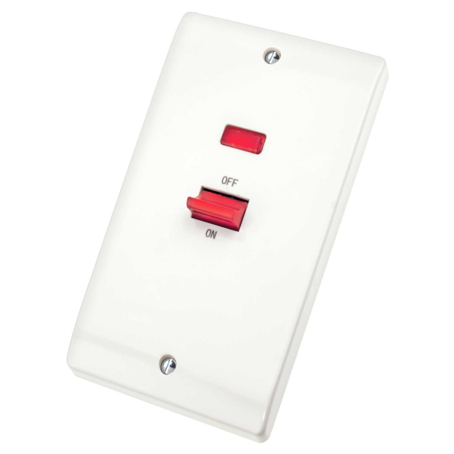 Scolmore Click Curva 45A DP 2 Gang Vertical Switch with Neon and Red ...