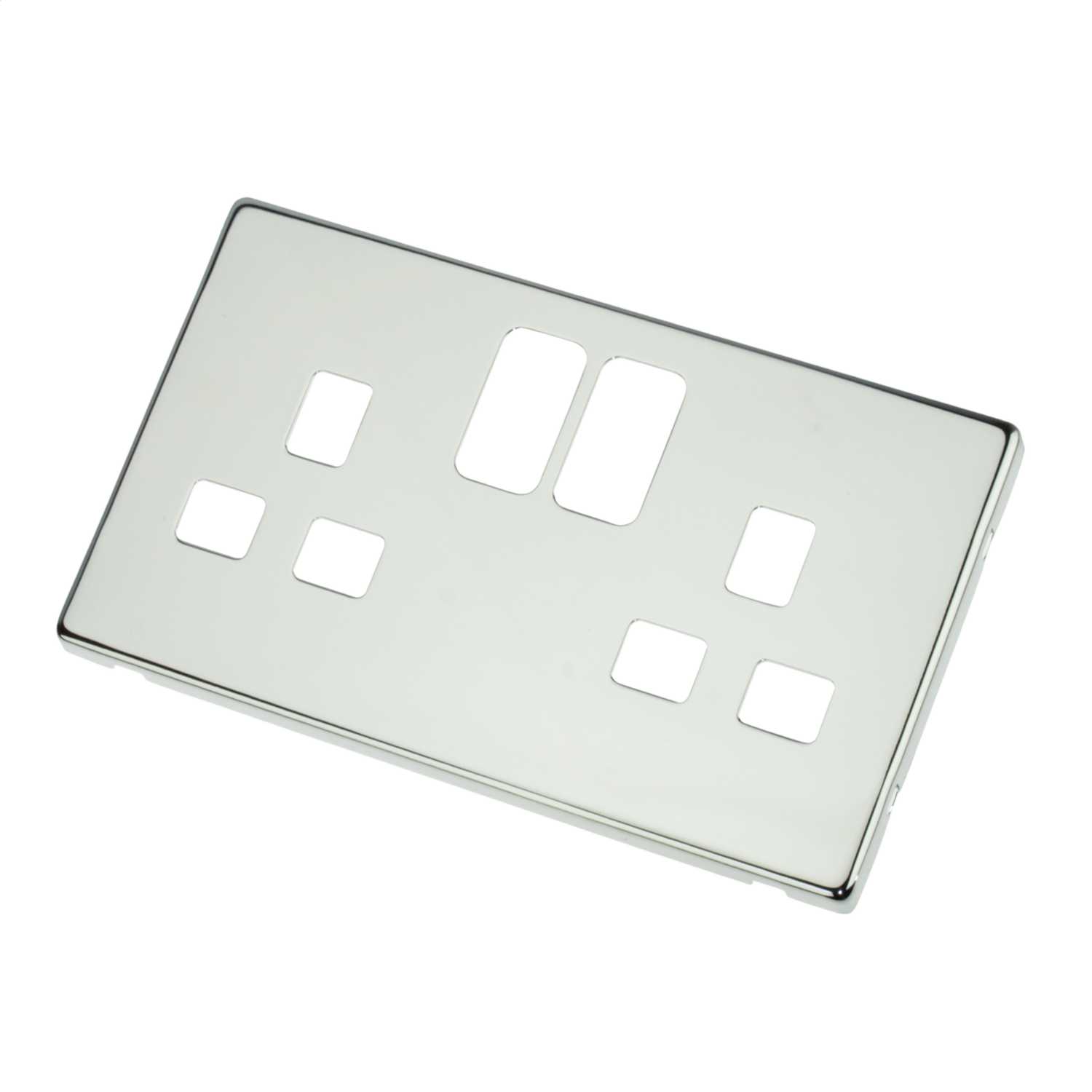 Scolmore Click Definity 2 Gang Switched Socket Cover Plate Polished