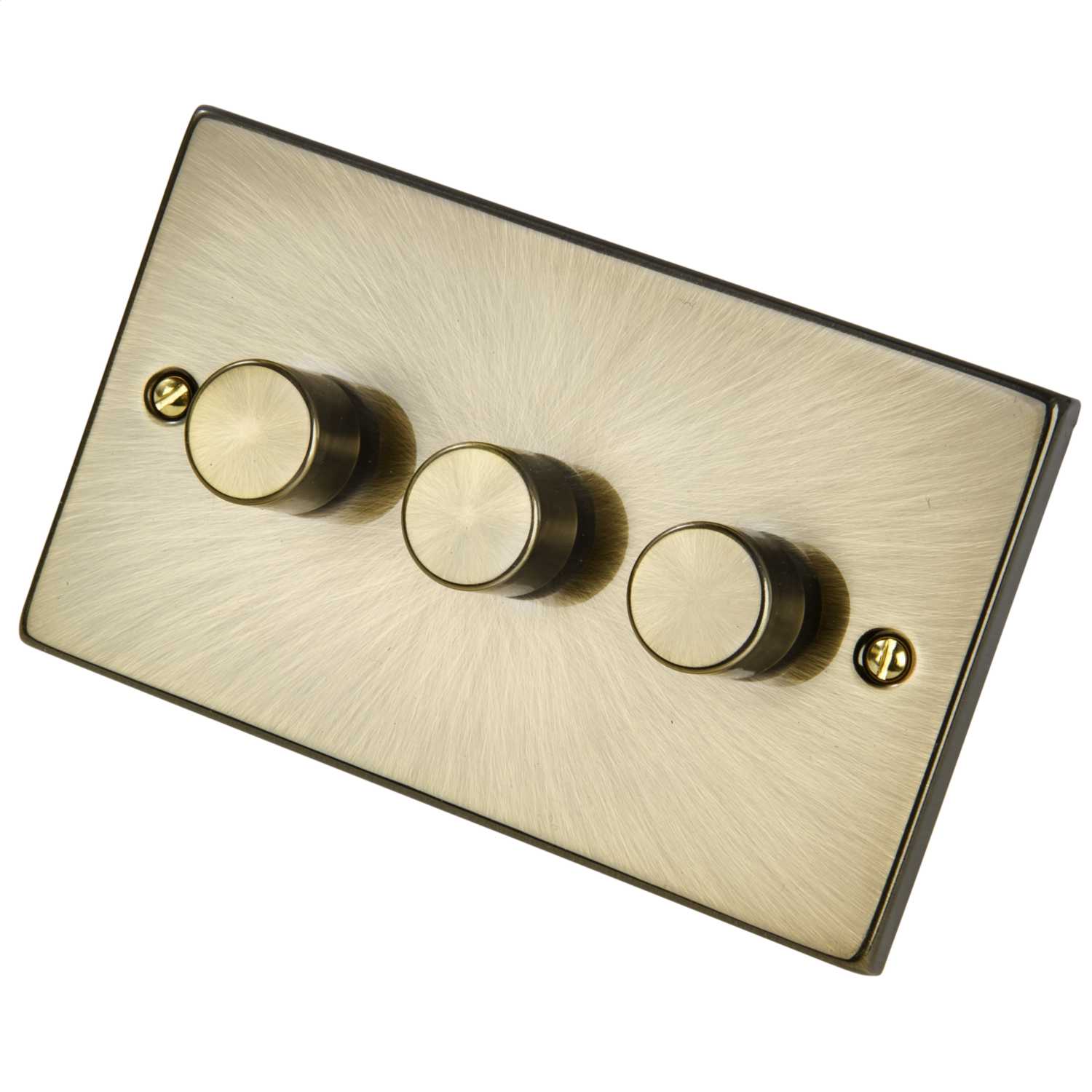 Scolmore Click Deco 400W 3 Gang 2 Way Dimmer Switch Antique Brass