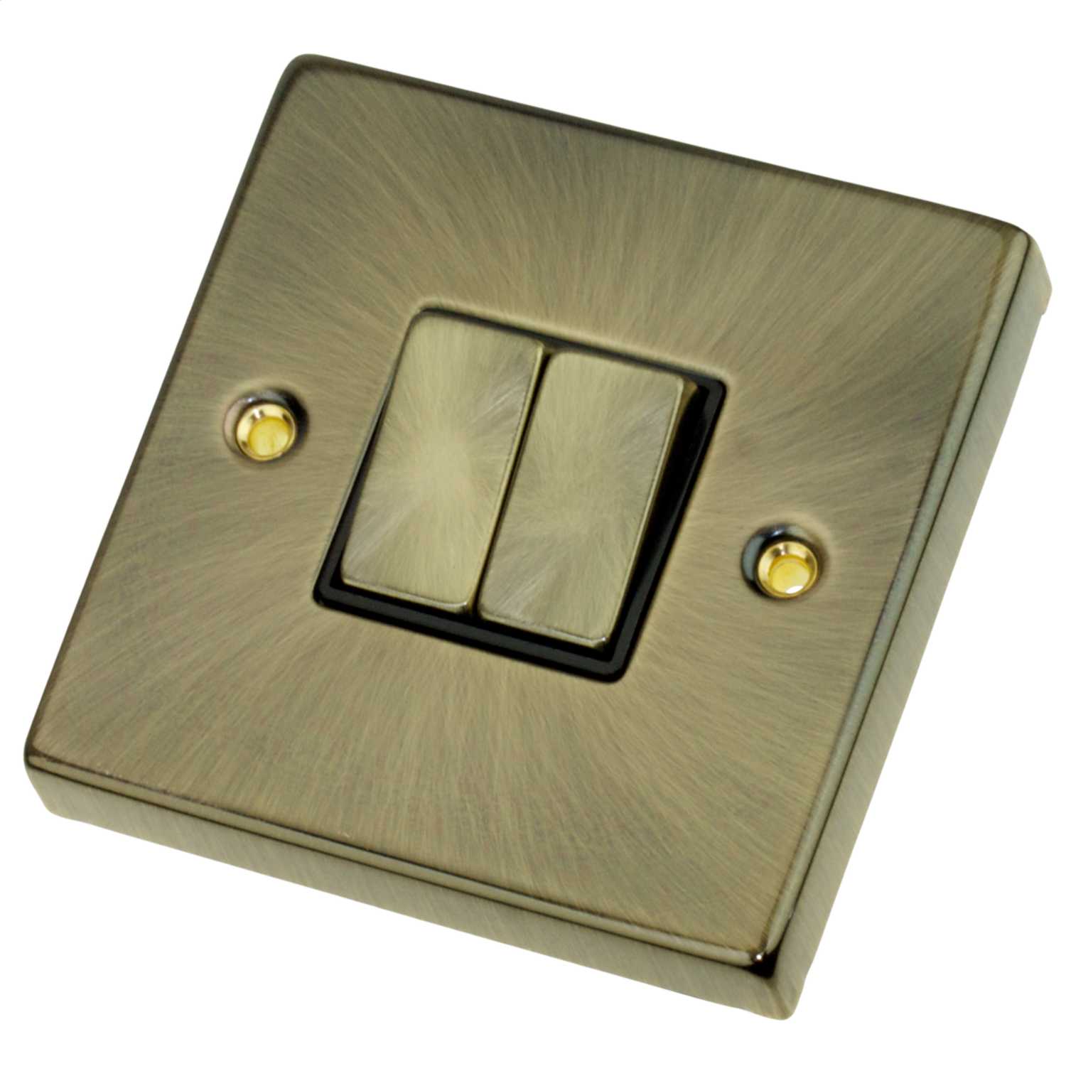 Scolmore Click Deco 10A 2 Gang 2 Way Switch Metal / Black Insert ...