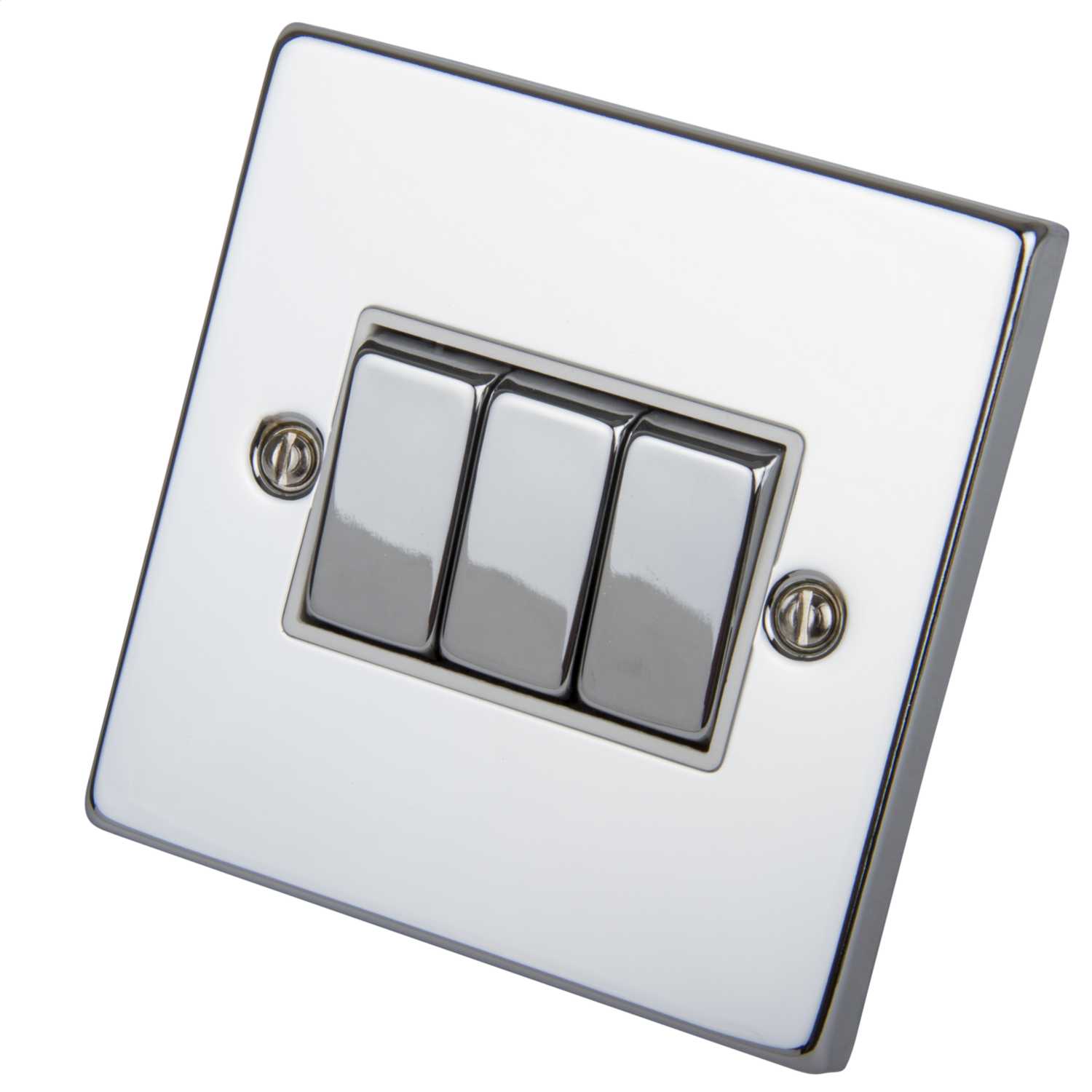 Scolmore Click Deco 10A 3 Gang 2 Way Switch Metal / White Insert
