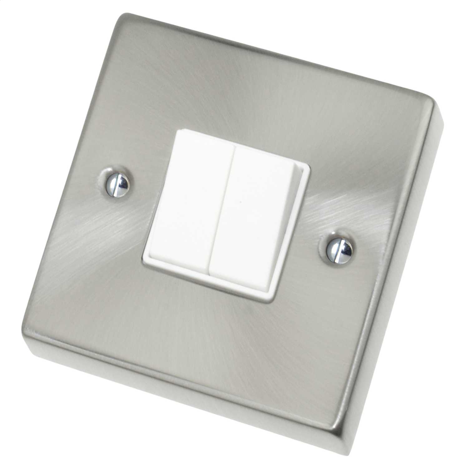 Scolmore Click Deco 10A 2 Gang 2 Way Light Switch White Insert Satin