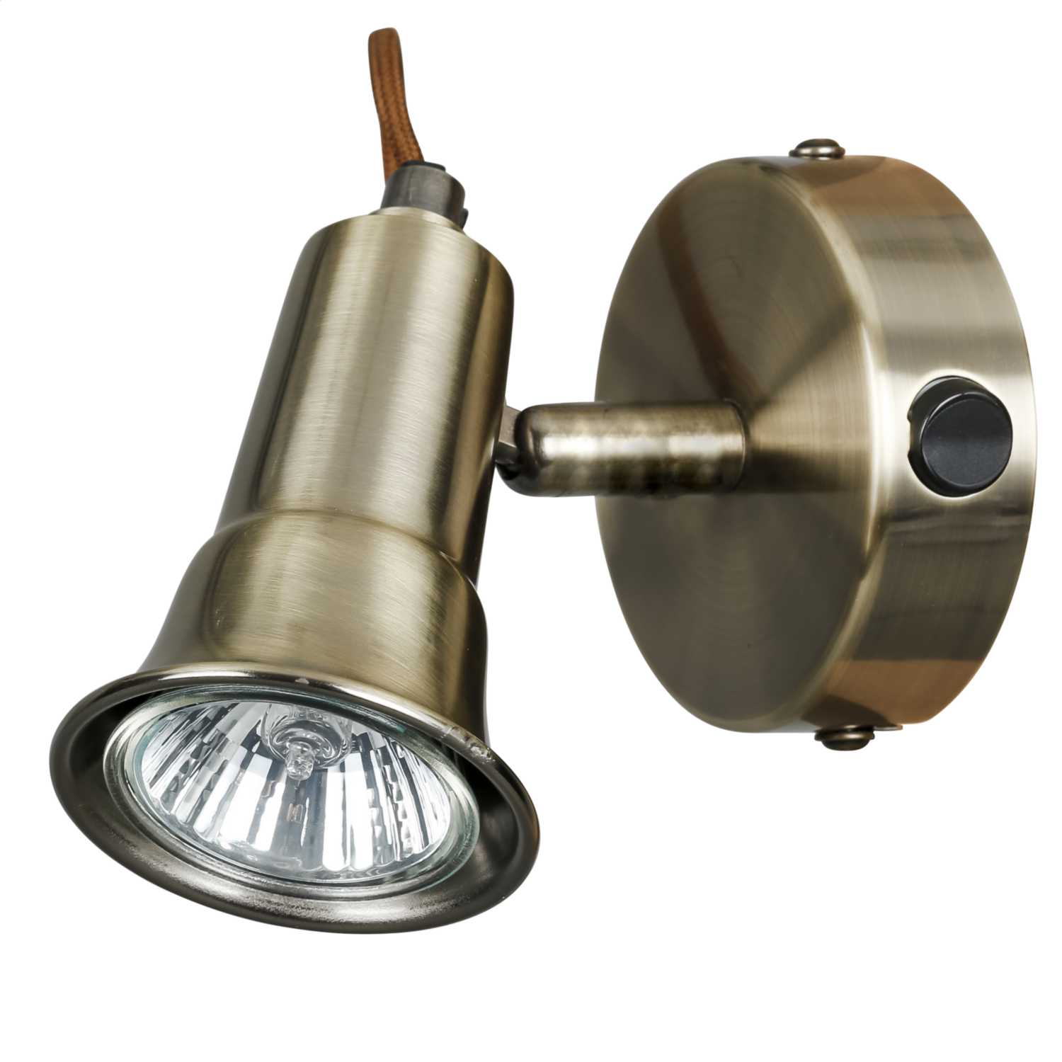 Searchlight 50W GU10 Wall Mounted Spotlight Antique Brass (1221AB) CEF