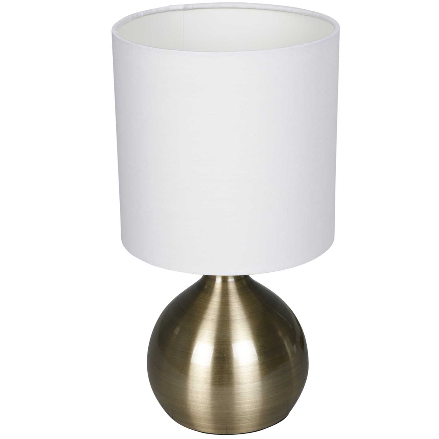 Searchlight 3923 Touch Table Lamp Antique Brass With White Fabric Shade 3923ab Cef