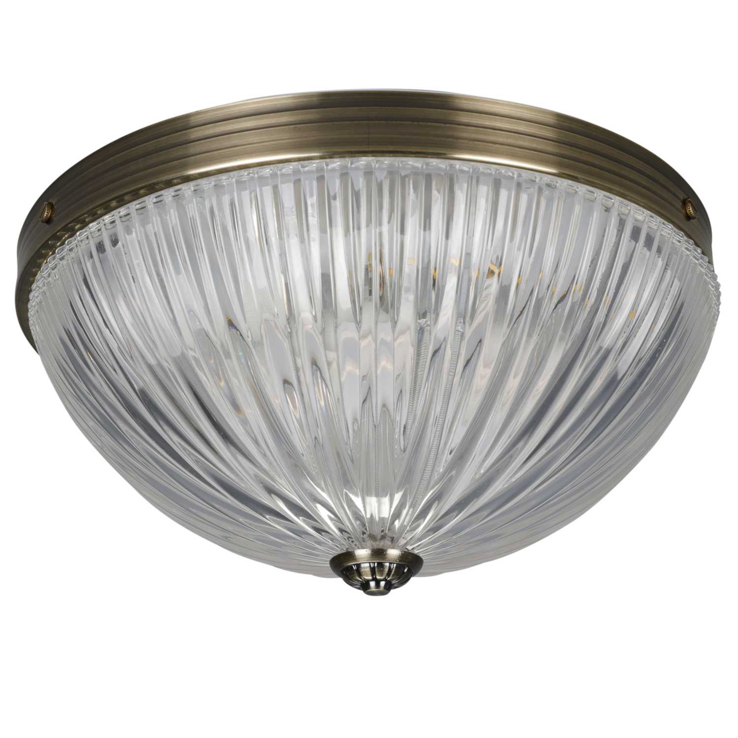 Searchlight Windsor Ii Ceiling Light Antique Brass With Clear Ribbed Glass Shade 4772ab Cef