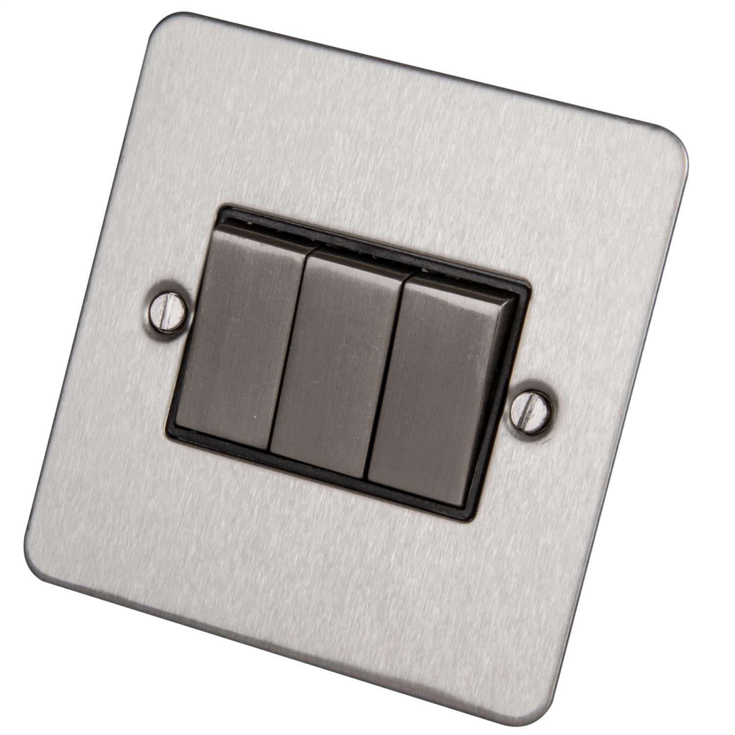 LGA Selectric 1M 10A 3 Gang 2 Way Light Switch Black Insert Satin