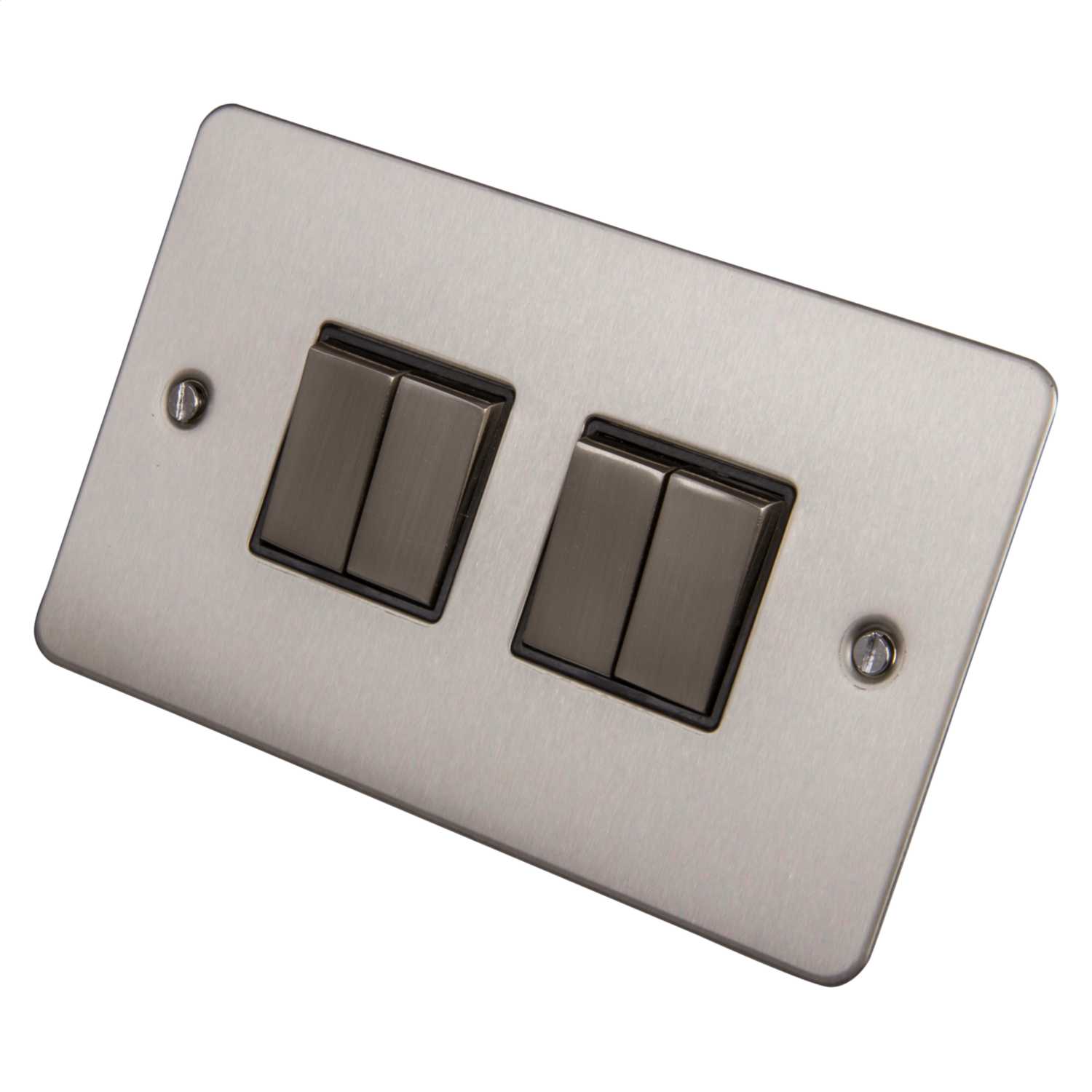 LGA Selectric 1M 10A 4 Gang 2 Way Light Switch Black Insert Satin