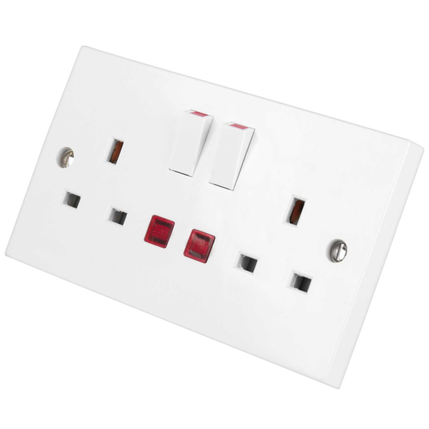 LGA Selectric 13A 2 Gang Switched Socket with Neon White (LG9098N) CEF