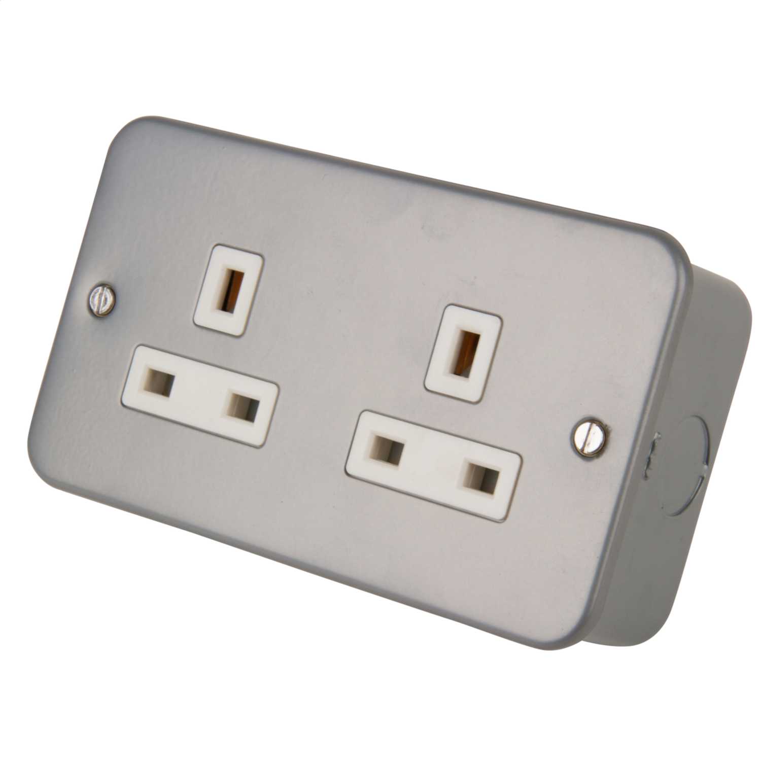 LGA Selectric 13A 2 Gang Single Unswitched Socket Metal Clad (LG9142MB