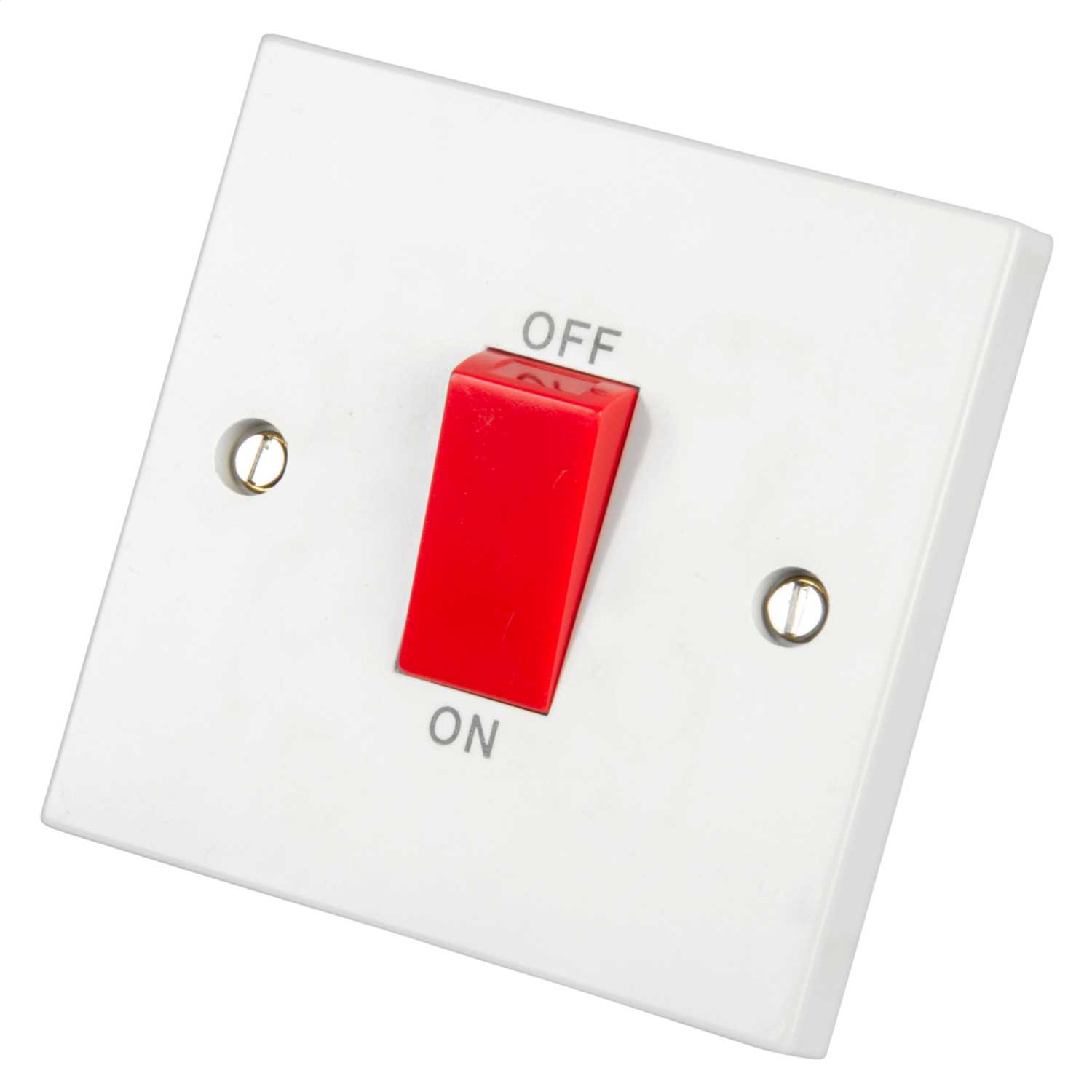 LGA Selectric 45A DP 1 Gang Switch with Red Rocker White (LG951) | CEF