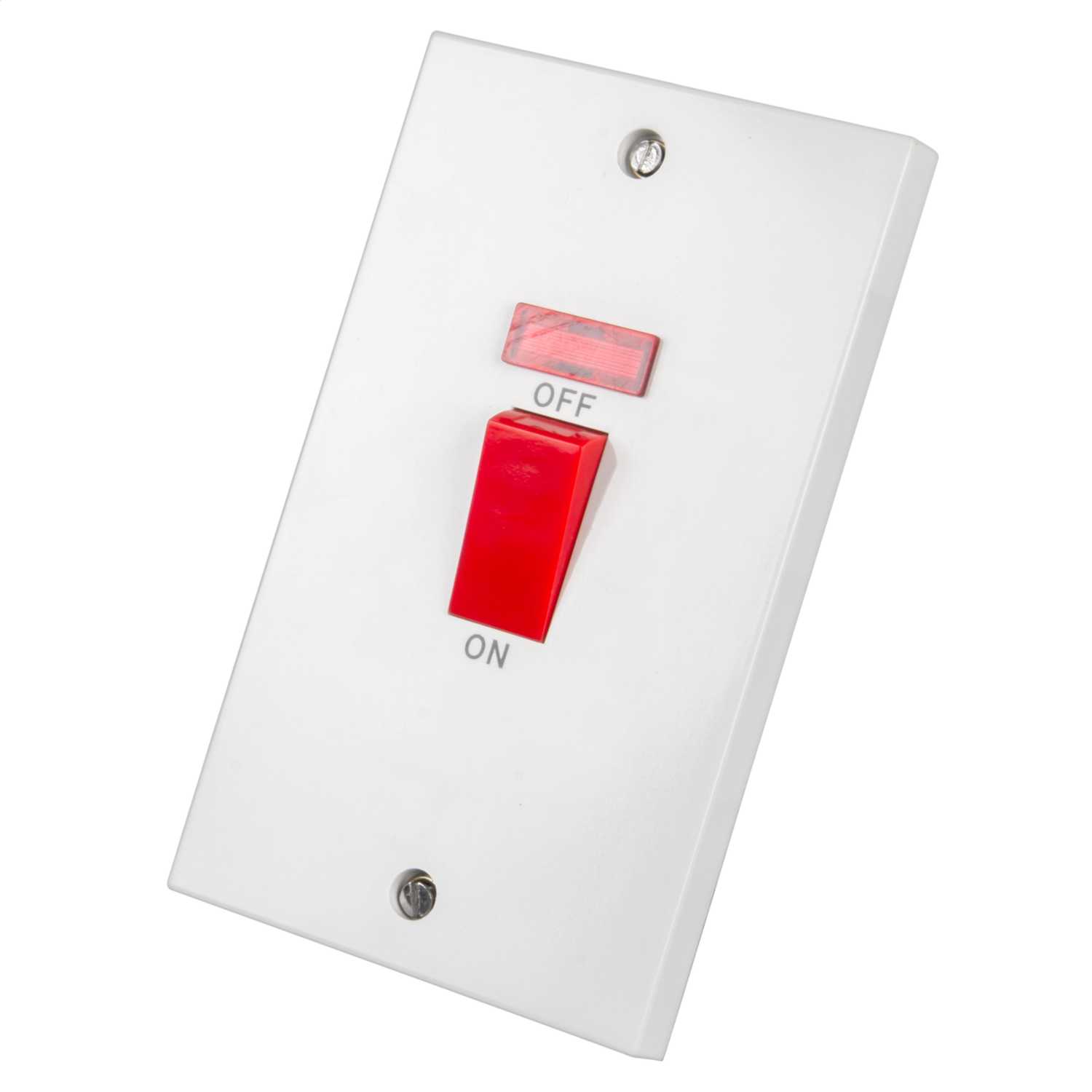 LGA Selectric 45A DP 2 Gang Vertical Switch with Neon and Red Rocker ...