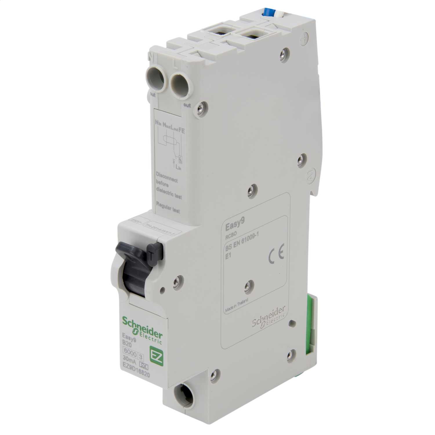 Schneider Easy9+ 20A Single Pole 1 Module B Curve 6kA 30mA Type A RCBO ...