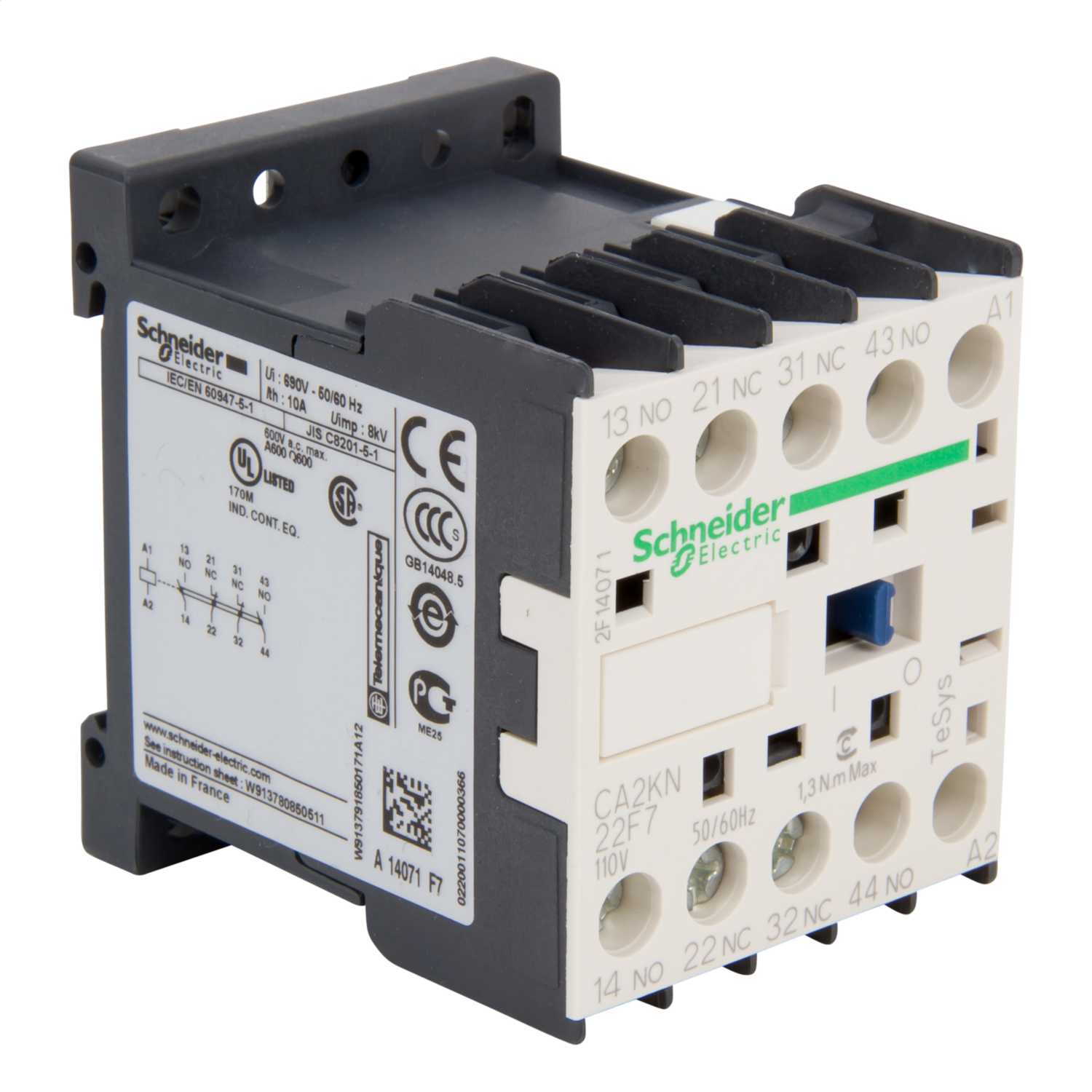 Schneider Telemecanique Tesys K 110v Control Relay 2 No + 2 Nc Contacts 