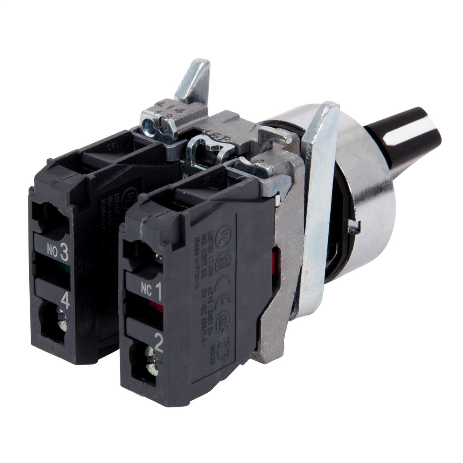 Schneider Telemecanique 2 Position 1 NO + 1 NC Selector Switch (XB4BD25