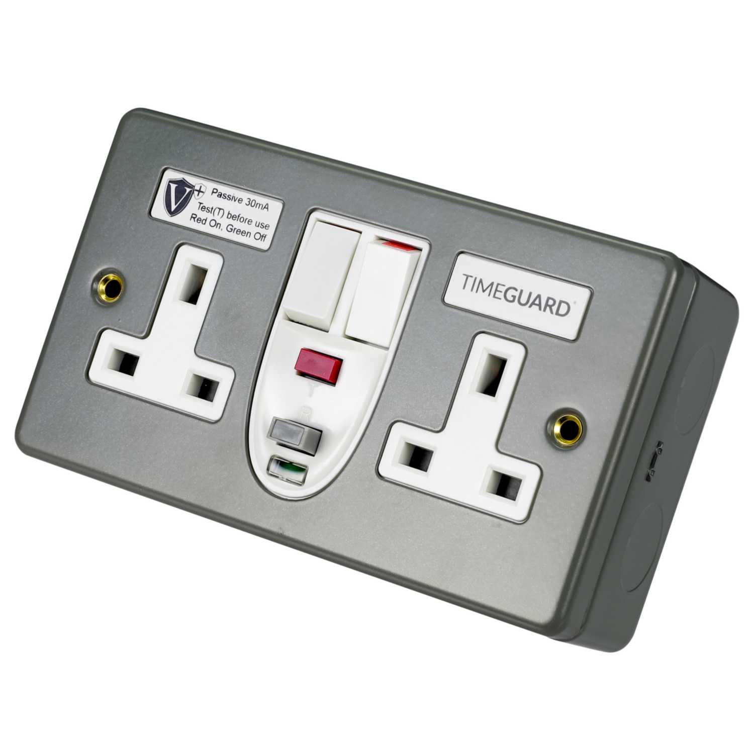 Timeguard 13A 2 Gang Passive RCD Socket Metal Clad (RCD08MPVN) CEF