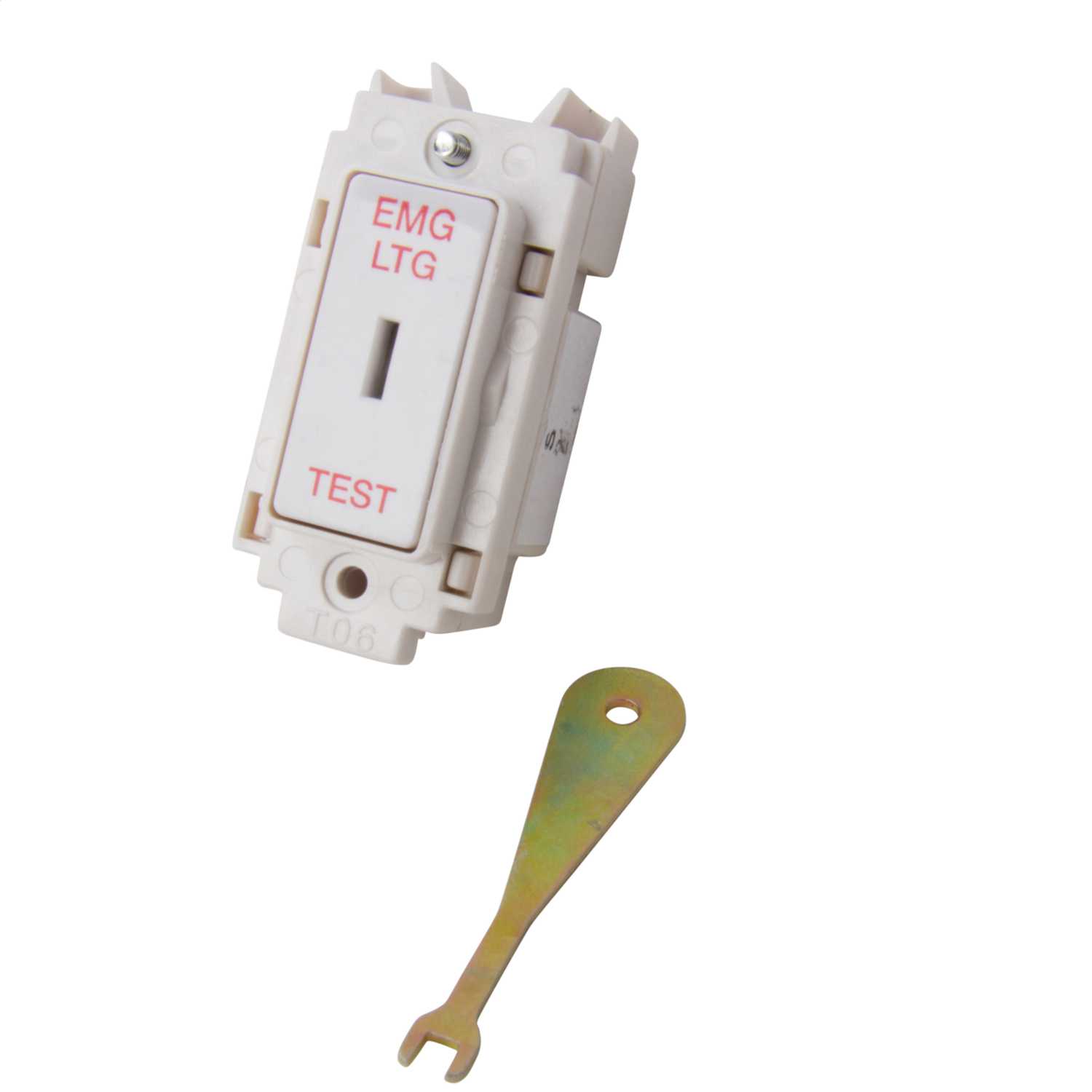 Volex 20A Double Pole Grid Key Switch marked Emergency Light Test