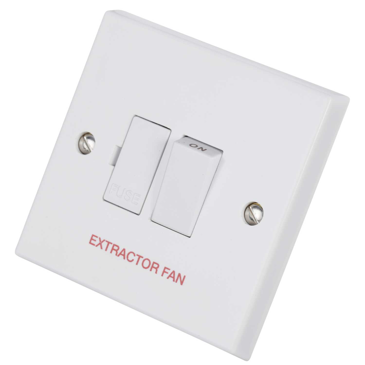 Volex 13A DP Switched Fused Spur marked Extractor Fan White (VX1080/EF